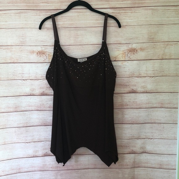 MKM Designs Brown Jeweled Sleeveless 3X - Picture 1 of 5